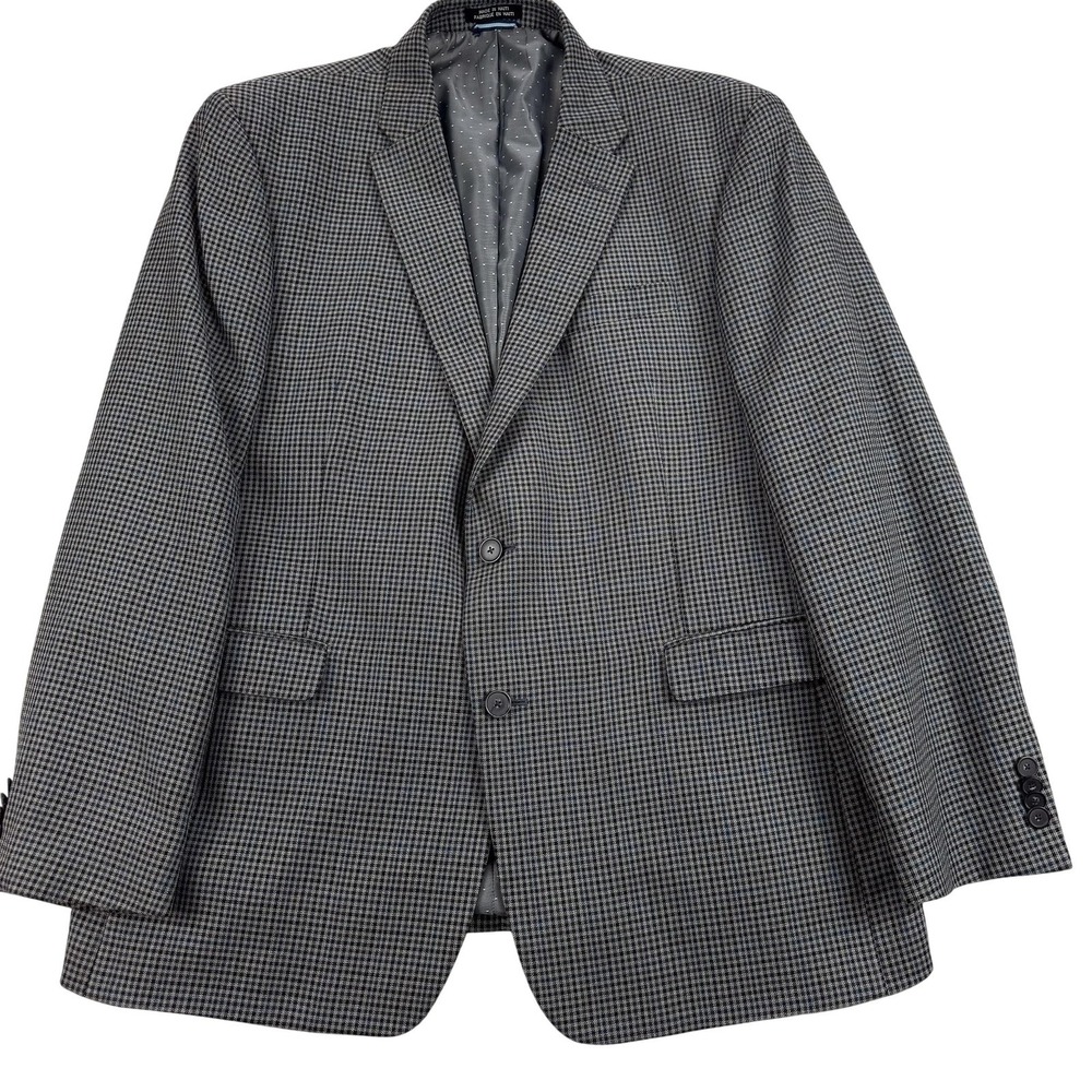Tommy Hilfiger Blazer Mens 44R Gray Check‎ Polyester Viscose Sport Coat Jacket